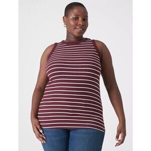 Lane Bryant Burgundy Red Top Sleeveless Knit High Neck Ribbed Tank 18/20